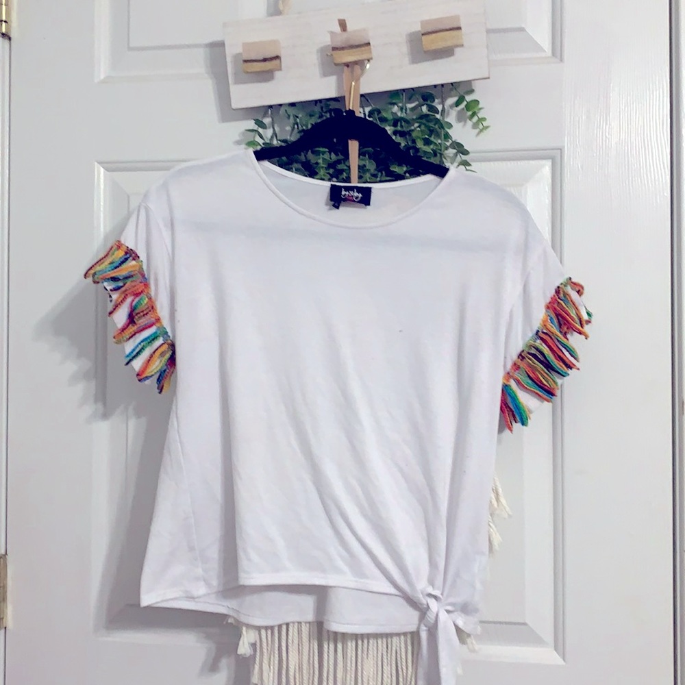 Whit tar sleeve Tee